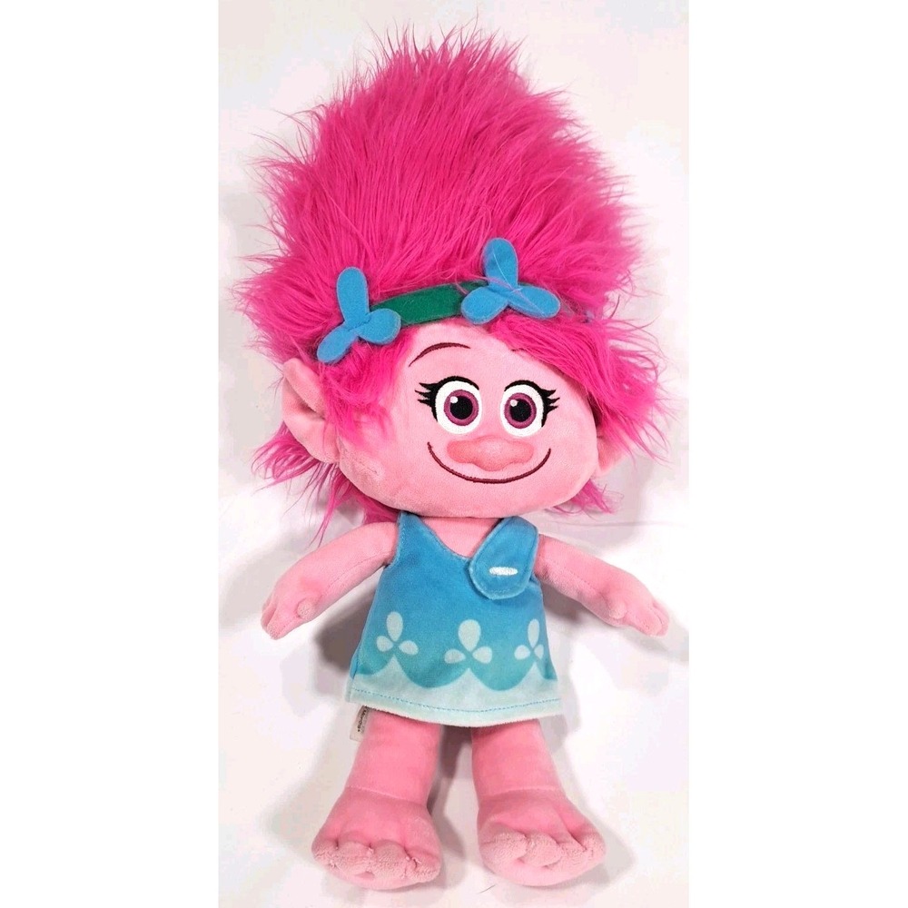DreamWorks Trolls Poppy Plush Doll Pink Hair Blue Dress 2016 Macy's Exclusive